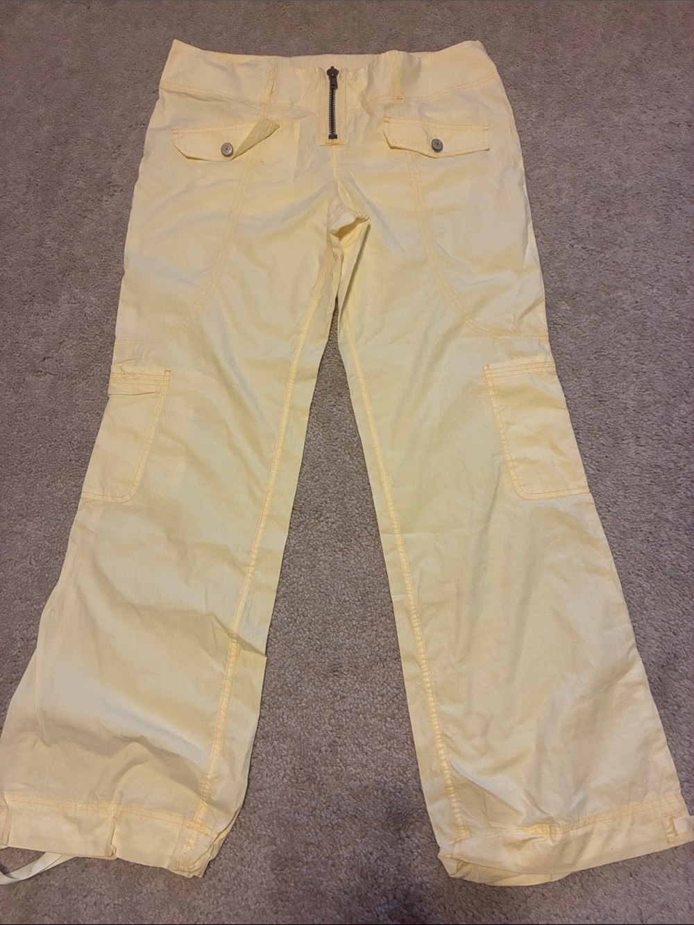 Blue Asphalt Pale Yellow Cargo Pants with Patch Pockets
Size 13